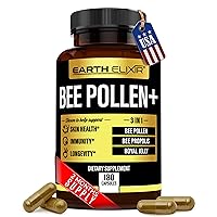 3-in-1 Bee Pollen Organic 1000mg (180 Caps) W/ 1000mg Bee Propolis Capsule & 1000mg Royal Jelly Capsule - 3rd Party Tested - Bee Pollen Supplement - Organic Bee Pollen Capsule -No Fillers