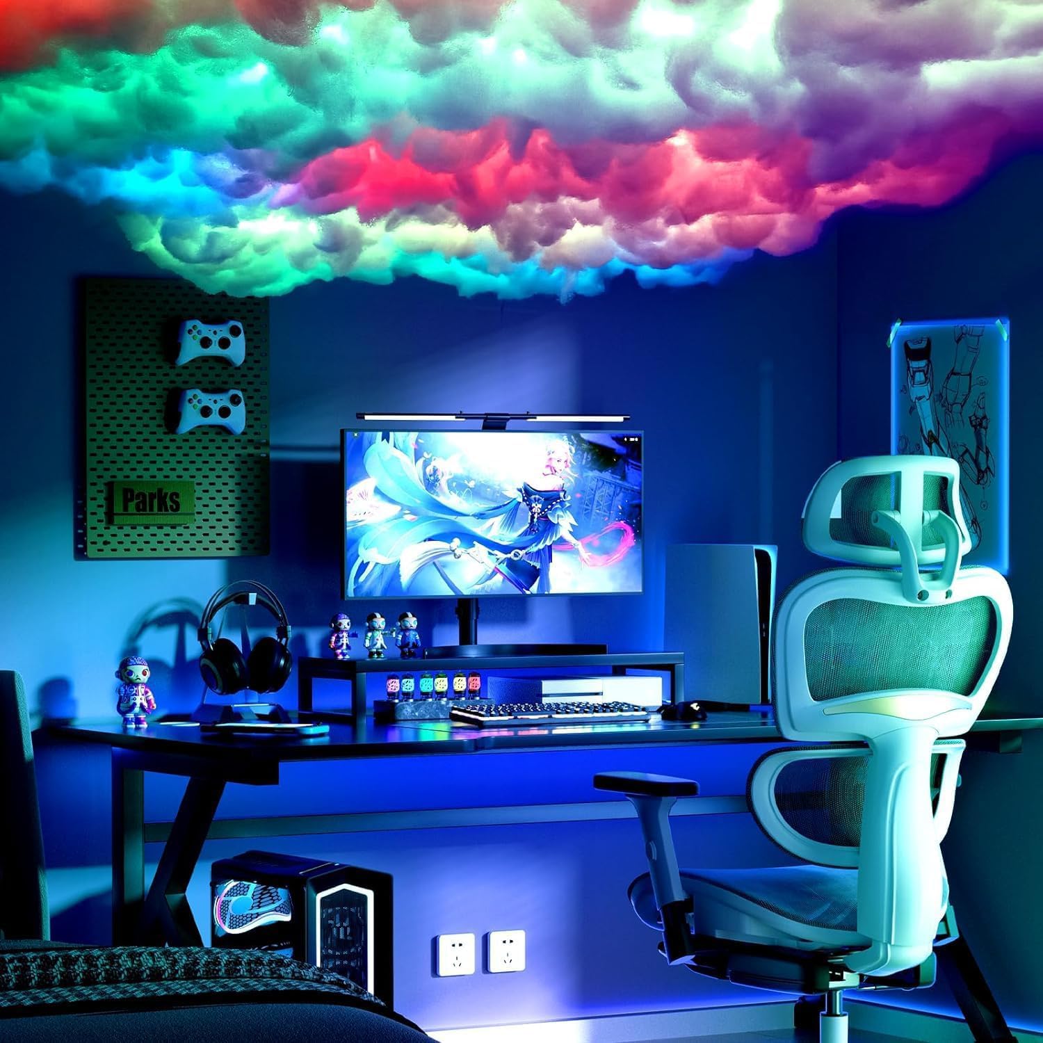 Thundercloud 3D Color Changing LED Lighting Kit with Remote Control 3D Mood Light for Bar, Game Room, Bedroom, Party, Ceiling Decoration,5M
