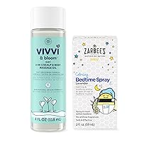 Zarbee's Baby Sleep Spray; Calming Bedtime Spray with Natural Lavender and Chamomile; 2oz Bottle with Vivvi & Bloom Gentle 2-in-1 Baby Scalp & Body Massage Oil, Fast Absorbing Formula, 4 fl. Oz