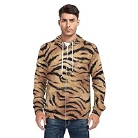 ALAZA Tiger Stripe Animal Skin Men's Full-Zip Fleece Hoodie