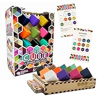 Chroma Cube, A Colorful Logic Puzzle, 12 Colorful Wood Blocks, 25 Brainteaser Cards, Puzzle, Great Gift, 1 Player Game Logic