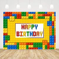 Ticuenicoa 7x5ft Colorful Building Blocks Backdrop Colored Toy Bricks Photography Background Kids Girls Boys Birthday Party Decorations Cake Table Banner Photo Booth Props