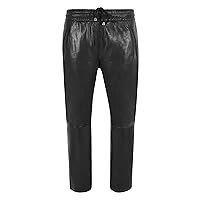 Ladies Chinos Casual Black Trousers Lambskin Leather Elasticated Relaxed Fit 3160
