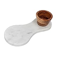 Bloomingville Marble Serving Board with Mango Wood Bowl, White and Natural