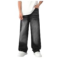 Verdusa Boy's Loose Straight Leg Jeans Casual Denim Pants Long Trousers