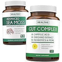 Bundle of Gut Complex & Irish Sea Moss - Inner Thrive Combo - Gut Complex with Caprylic Acid & Irish Sea Moss Capsules - Raw Vegan Supplement with BioPerine (Non-GMO & Organic) - 60 Capsules