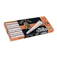 ZIG-ZAG Ultra-Thin, Pre-Rolled Paper Cones, Organic, Chemical-Free Rolling Papers for a Slow Burn and Smooth Experience, Convenient and Precise for Rolling, 1 ¼-Inch Size, Pack of 24