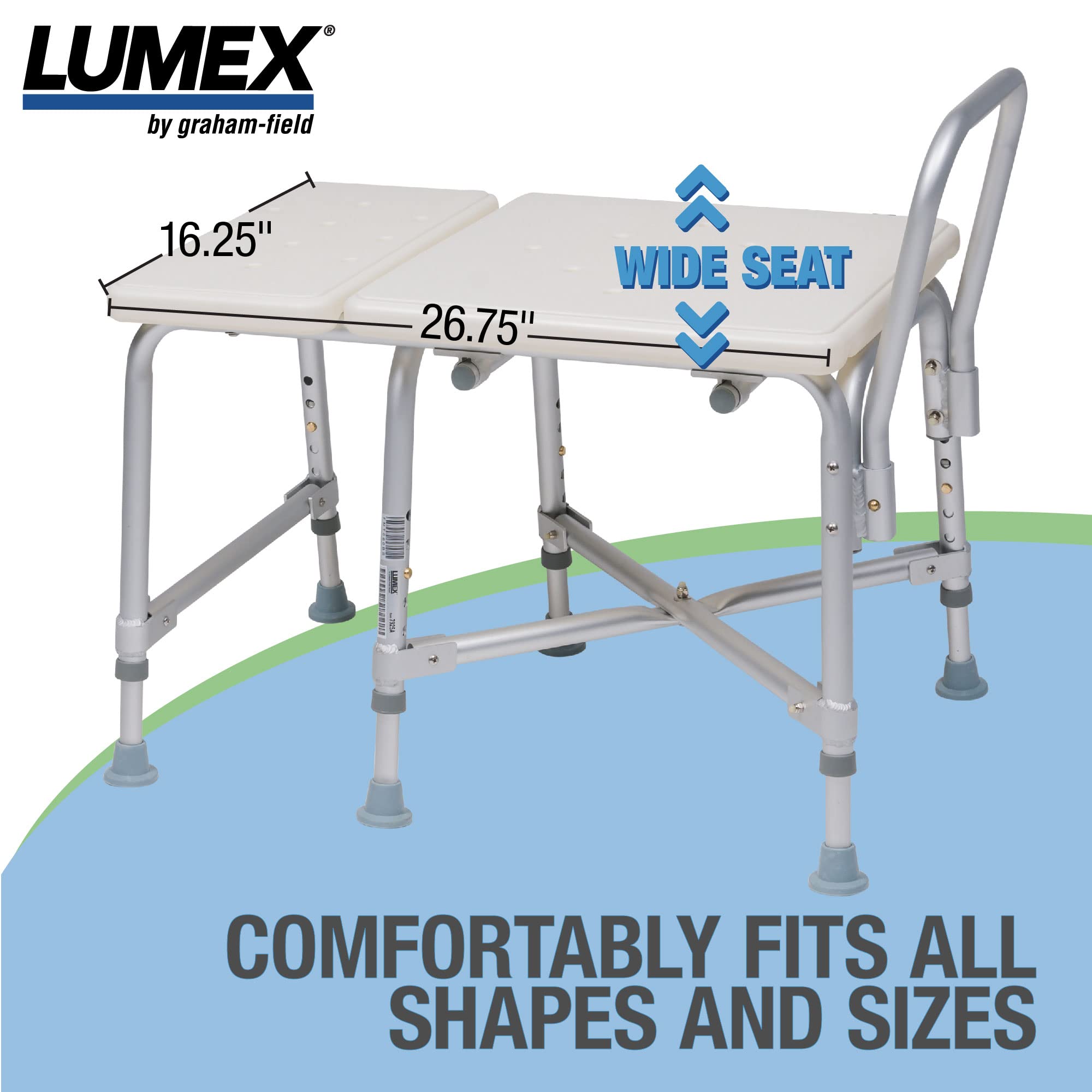 Lumex Bariatric Tub Transfer Bench, Bathtub & Shower Chair, Holds 600 Pounds