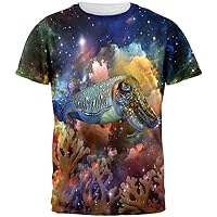 Cuttlefish in Space Galaxy All Over Adult T-Shirt