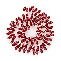 1 Strand Czech 12mm Faceted Teardrop Pear Briolette Crystal Pendant Drop Beads Siam Red (93-95pcs) for Jewelry Making CCT2-5