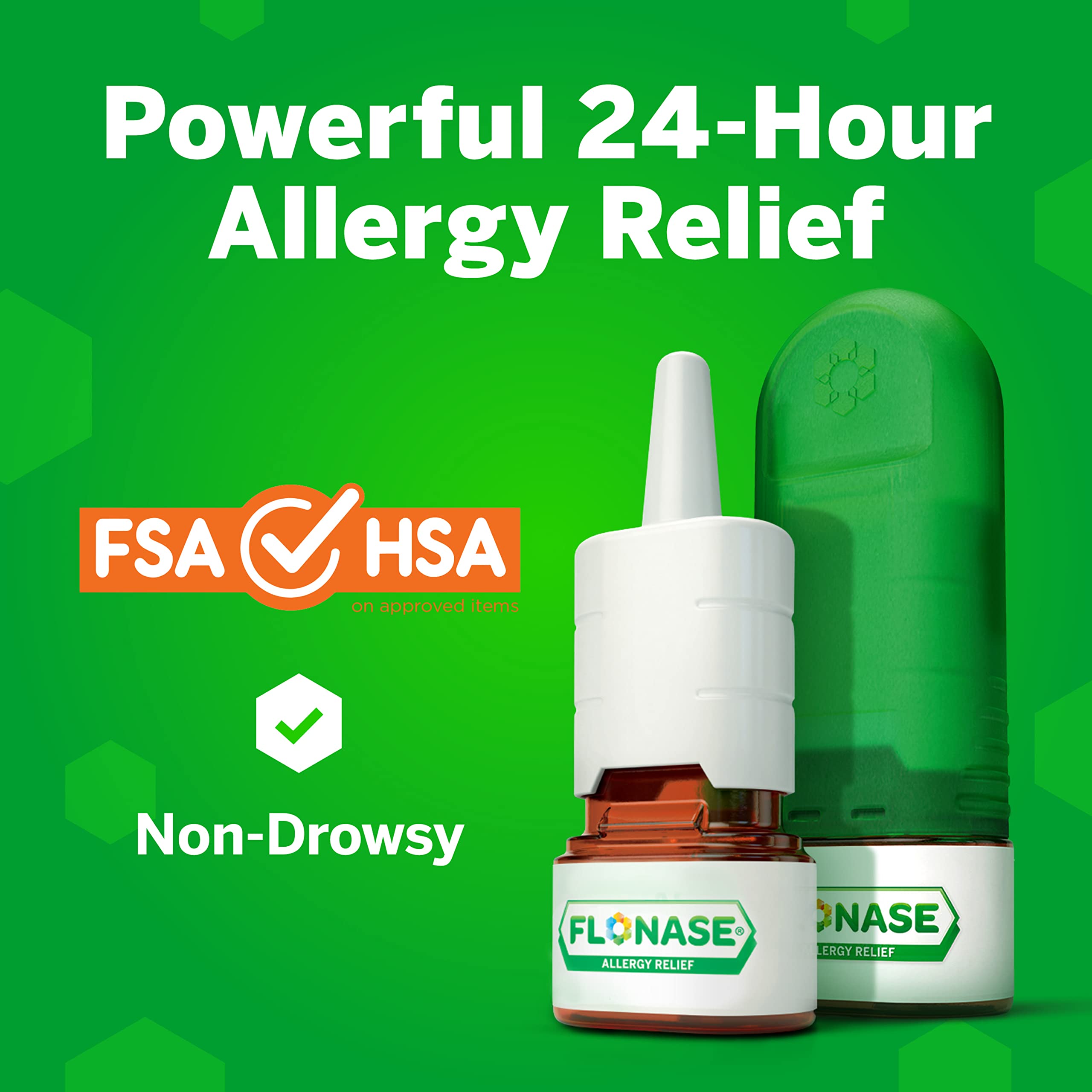 Flonase Allergy Relief Nasal Spray, 24 Hour Non Drowsy Allergy Medicine, Metered Nasal Spray - 144 Sprays (Pack of 2)