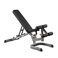 Body-Solid GFID71 Adjustable 600 lbs. Capacity Flat, Incline, and Decline Weight Bench for Strength Training, Stretching, Ab Exercises, and Dumbbell Curls