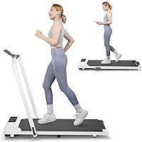 2 in 1 Foldable Treadmill 3.0HP Under Desk Treadmill Electric Walking Pad with APP Remote Control and LED Display Indoor Treadmills for Home & Office Fitness