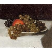 5 Famous Paintings - Apples and Grapes still life Henri Fantin Latour fruits - Handmade Oil Art on Canvas -07, 50-$2000 Hand Painted by Art Academies' Teachers