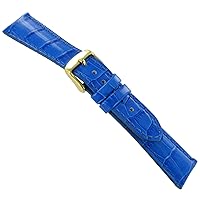 18mm DB Baby Crocodile Grain Blue Padded Stitched Watch Band Strap