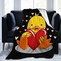 Cute Duck with Heart Throw Blanket Ultra Soft Warm All Season Decorative Fleece Blankets for Bed Chair Car Sofa Couch Bedroom 60