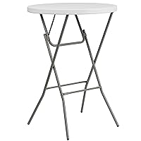 Flash Furniture Elon 2.6-Foot Round Granite White Plastic Bar Height Folding Table, Set of 1