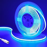 24V COB LED Strip Light Blue 5M/16.4ft 2400LEDs Uniform Glow Flexible Not Waterproof IP20 LED Tape Lights for DIY Cabinet Bedroom Kitchen Home Decor(Strip Only)