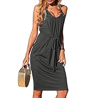 Tummy Flattering Dresses for Women, New Women's Sexy Slim Pleated Strappy Ruched Smocked Dress, S XL