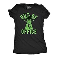 Womens Funny T Shirts Out of Office UFO Sarcastic Alien Graphic Tee for Ladies