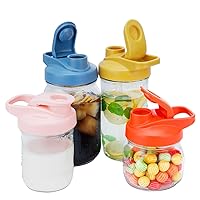 Mason Jar Flip Cap Lid with Airtight, Leak-Proof Seal and Easy Pour Spout Wide Mouth 4 Colors (Jar Not Included)