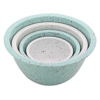 Zak Designs Confetti Mixing Bowl Set, Nesting Bowls for Space Saving Storage, Made with Durable Eco-Friendly Melamine, Great for Prepping and Serving Food (Mint & White, 4pcs, BPA-Free)