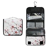 ALAZA Japanese Cherry Blossom Sakura Travel Toiletry Bag Hanging Multifunction Cosmetic Case Portable Makeup Pouch Organizer with Hook