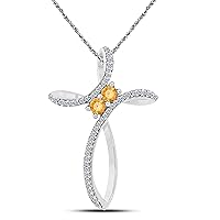 Alloy Prong 0.60 ct Created Yellow Citrine Cluster Infinity Cross Necklace Pendant