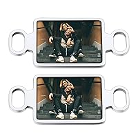 Custom Shoelace Charms with Pictures/Birthstone Personalized Shoe Lace Tag 2Pcs Gold/Black/Stainless Steel Decorations Photo Shoelace Charm for Shoe Sneakers (Gift Box)