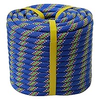Double Braid Polyester Arborist Rigging Rope -1/2 inch x 200 feet - High Strength Bull Rope for Tree Work, Halyard, Sailing, Towing (Blue)