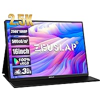 P16K 16 Inch Portable Monitor, 2.5K 144Hz 100% sRGB IPS Screen Computer Gaming Monitor with HDMI-Compatible + Type-C + 3.5 mm Audio Ports for Laptop, Switch, Xbox, PS4/5, Smartphone etc.
