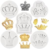 Mini Crown Fondant Molds 3D Crown Chocolate Cake Decorating Silicone Molds For Cupcake Topper Candy Chocolate Gum Paste Polymer Clay Set Of 5
