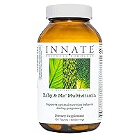 INNATE Response Formulas Baby & Me Multivitamin - Prenatal and Postnatal Vitamin with Folate, Choline, and Vitamins B12 and D3 - Vegetarian, Non-GMO, and Gluten-Free - 120 Tablets (60 Servings)