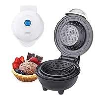 Dash Mini Waffle Bowl Maker for Breakfast, Burrito Bowls, Ice Cream and Other Sweet Desserts, Recipe Guide Included - White