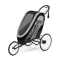CYBEX ZENO Multisport Trailer Frame & Seat Pack, Baby Sport Trailer for Infants 6 Months+, Compact Fold, Running, Skiing, & Bike Trailer, Rear Suspension & Air-Filled Tires, Adjustable Handlebar