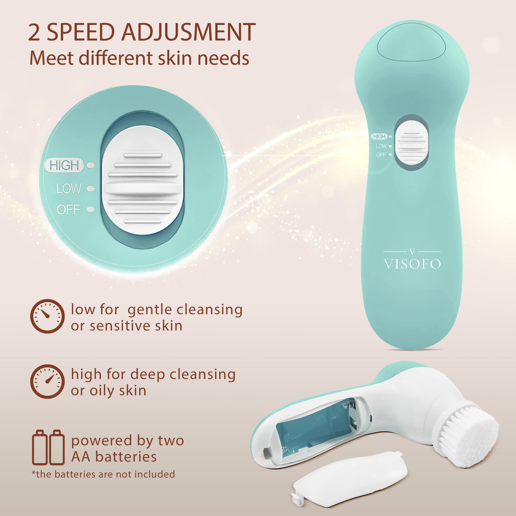 Face Scrubber | Facial Cleansing Brush Exfoliator Skin Care Beauty Products Powered Electric Wash Exfoliating Skincare Women Spin Cleanser Tools Cleaning Scrub Washer Self Care (Opal)