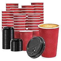 Lamosi Coffee Cups 16OZ 60 PACK, Disposable Coffee Cups With Lids 16 oz, 16oz Cups with Lids, To Go Cups, Hot Cups With Lids 16oz, Paper Cups 16oz 60 Pack for Hot Cold Drinks