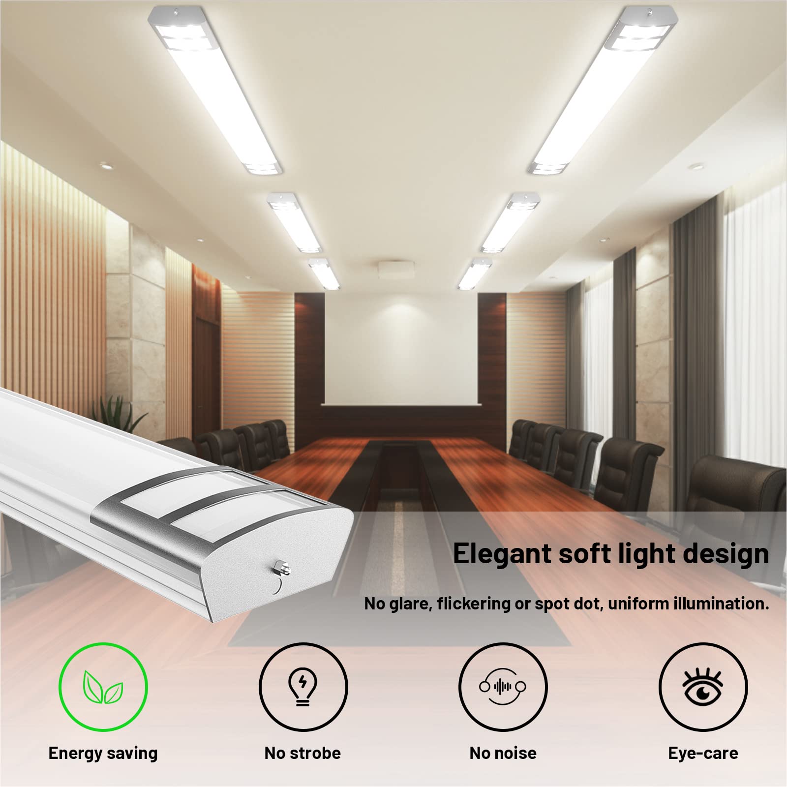 ANTLUX 4FT LED Flush Mount Puff Lights, 40W 4500LM, 4000K Neutral White, 48 Inch Linear LED Kitchen Ceiling Lighting Fixtures for Laundry, Craft Room, Fluorescent Light Replacement
