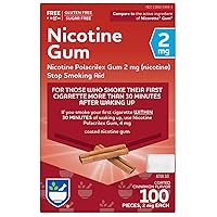 Nicotine Gum, Coated Cinnamon Flavor, 2 mg - 100 Count | Quit Smoking Aid | Nicotine Replacement Gum