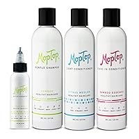 MopTop Wavy Hair Products Set, Treatment Routine For Wavy Hair, 2 oz Detox Shampoo, Gentle Shampoo, Daily Conditioner, Curly Hair Gel, Moisturizing Lightweight Hold Haircare Bundle