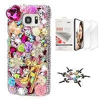 STENES Galaxy Note 9 Case - Stylish - 3D Handmade [Sparkle Series] Bling Girls High Heel Bowknot Snow Flowers Design Cover Compatible with Samsung Galaxy Note 9 with Screen Protector [2 Pack] - Pink