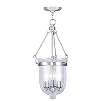 Livex Lighting 5064-91 Jefferson 3-Light Hanging Lantern, Brushed Nickel
