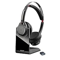 Poly Voyager Focus UC Wireless Headset for Computer & Charge Stand (Plantronics) - Active Noise Canceling (ANC) - Connect PC/Mac/Mobile via Bluetooth - Works w/Teams (Certified), Zoom-Amazon Exclusive