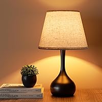 Touch Bedside Lamp for Bedroom, 3-Way Dimmable Farmhouse Table Lamps for Nightstand with Fabric Shade, Desk Lamp for Kids Reading, Home Office