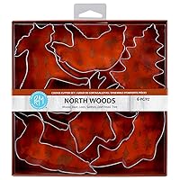 International Northwoods Nature Cookie Cutters, Deer, Salmon, Loon, Bear, Tree, Moose, 6-Piece Set, Silver