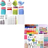 Needle Felting Starter Kit, Complete Needle Felting Tools Animal Doll Needle Felting Kit with Felting Needles, Instructions, Felting Foam Mat, and Other Tools, for Adults Beginner Supplies DIY Crafts