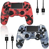 KDYGPDCT 2 Pack Wireless Controller for PS4/Pro/PS3,Wireless Remote Gamepad with 1000mAh Battery | Double Shock | Audio | 6-Axis Motion Sensor | Share Button (Red + Blue)