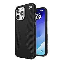 Speck iPhone 15 Pro Max Case - MagSafe Compatible, Drop Protection Grip - Scratch Resistant, Soft Touch, 6.7 Inch Phone Case - Presidio2 Grip Black/Slate Grey/White