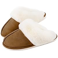 Parlovable Women's Slippers Fuzzy Warm Comfy Faux Fur Slip-on Fluffy Bedroom House Shoes Memory Foam Suede Cozy Plush Breathable Anti-Slip Indoor & Outdoor Winter