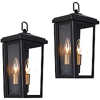 2 Pack Outdoor Wall Lights,Coffee Garage Wall Sconce(Tempered Glass Lampshade),2-Light Waterproof Wall Lamp,Outside Modern Lighting Fixture for House Patio Porch Door Backyard Balcony